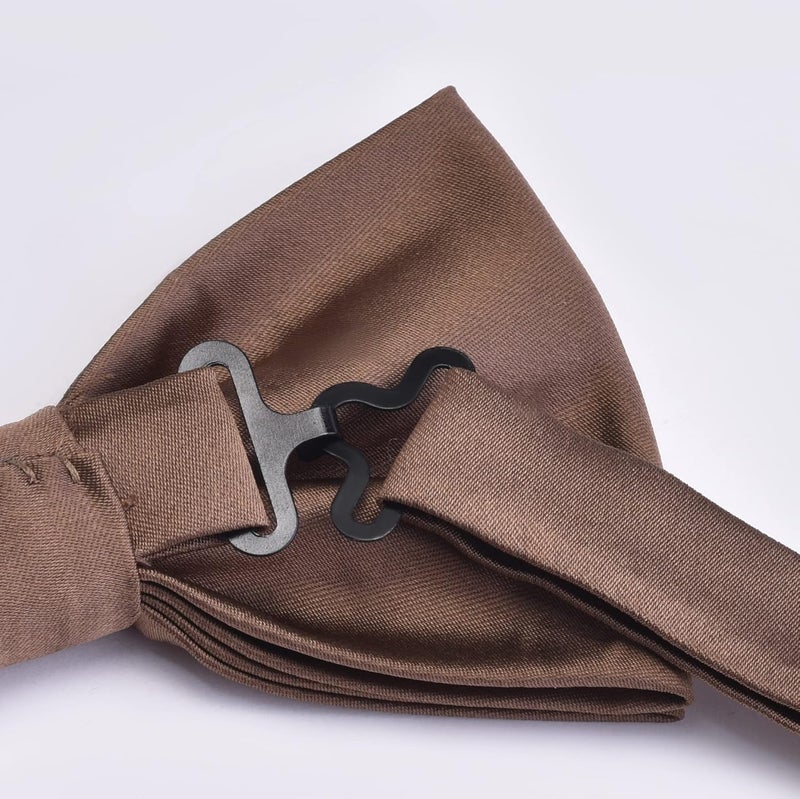 Branduce Mens Solid Color Double Fold Pre-tied Bow Tie and Pocket Square Set - Image 4